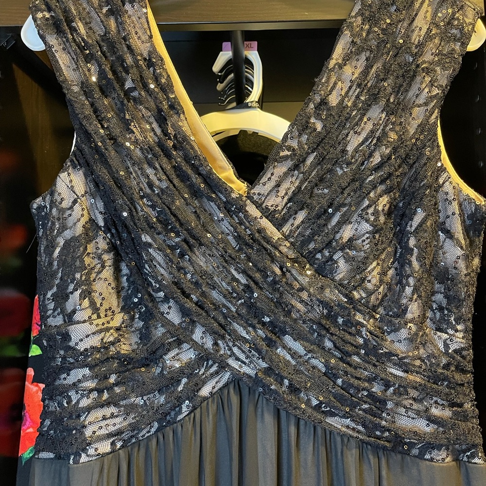 Black lace & chiffon long formal dress